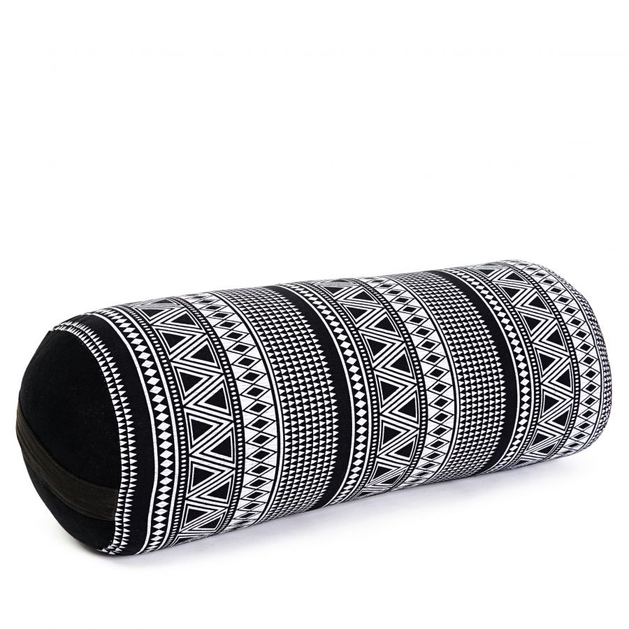 Leewadee Yoga Bolster - Standard Size – Large Meditation Cushion, Tube Pillow for Comfortable Reading, Pilates Equipment, Kapok Filling, 24 x 10 x 10 inches, Black White