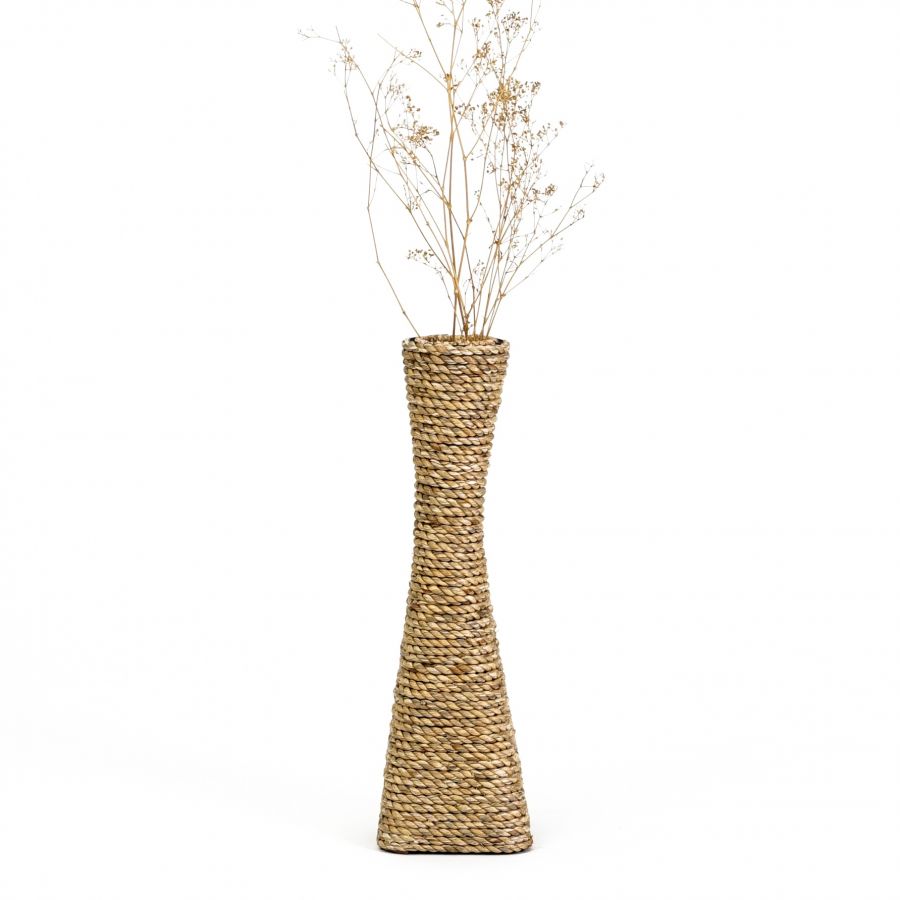 Leewadee Decorative Vase 16 inches - Water Hyacinth Vase in Ecru for Sideboard, Table & Floor