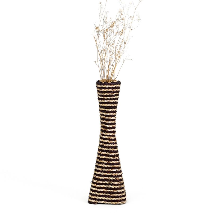 Leewadee Decorative Vase 16 inches - Water Hyacinth Vase in Brown for Sideboard, Table & Floor
