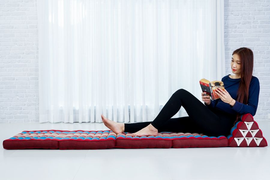 Leewadee Thai Triangle Floor Cushion Large 89 X 20 inches - Kapok Foldout Floor Mat Backrest Lounge