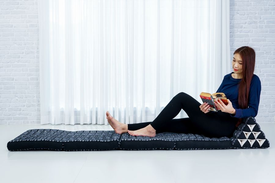 Leewadee Thai Triangle Floor Cushion Large 89 X 20 inches - Kapok Foldout Floor Mat Backrest Lounge