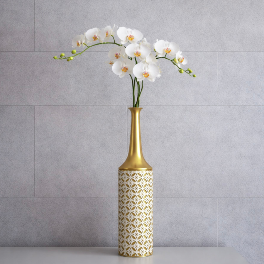 Leewadee Large Floor Vase 5.5 X 26 inches - Tall Metal Decorative Vase in Gold for Home Decor