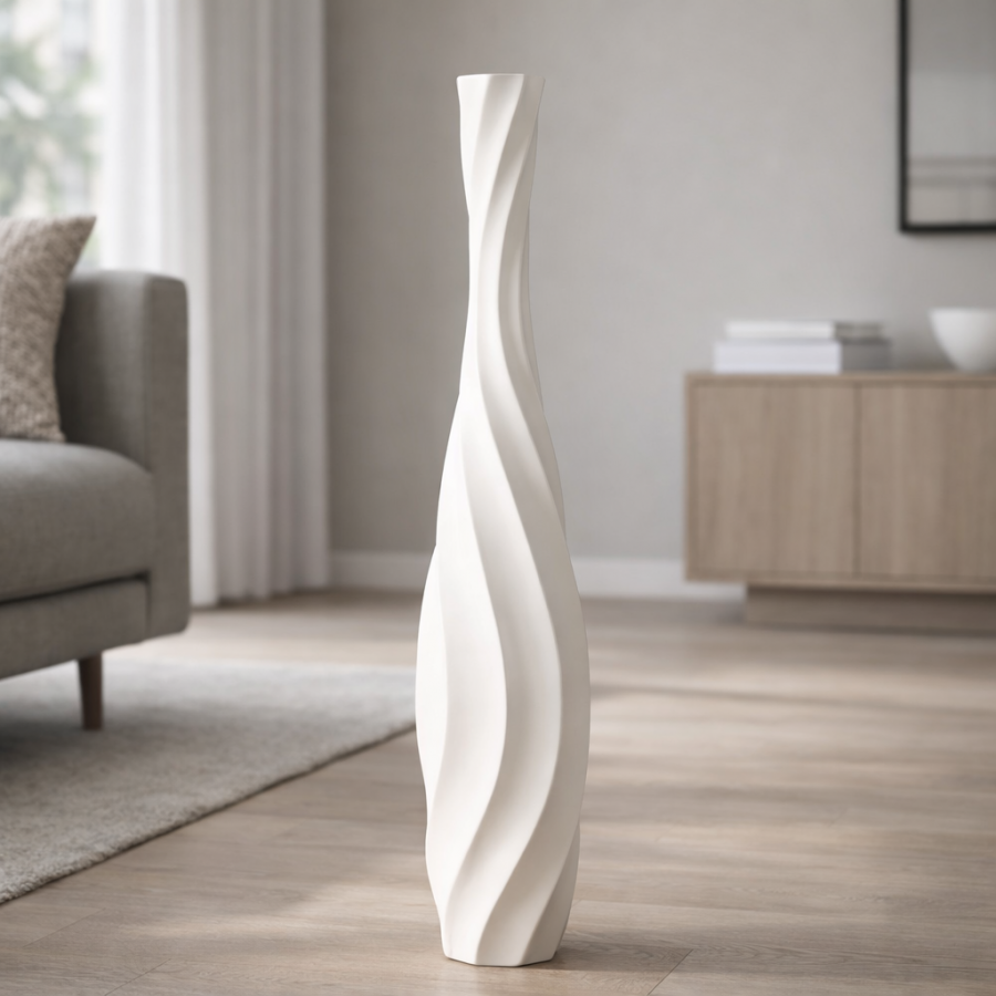 Leewadee Large Floor Vase 26 inches - Tall Polyresin Decor Vase for Pampas Grass, Dried & Fresh Flowers