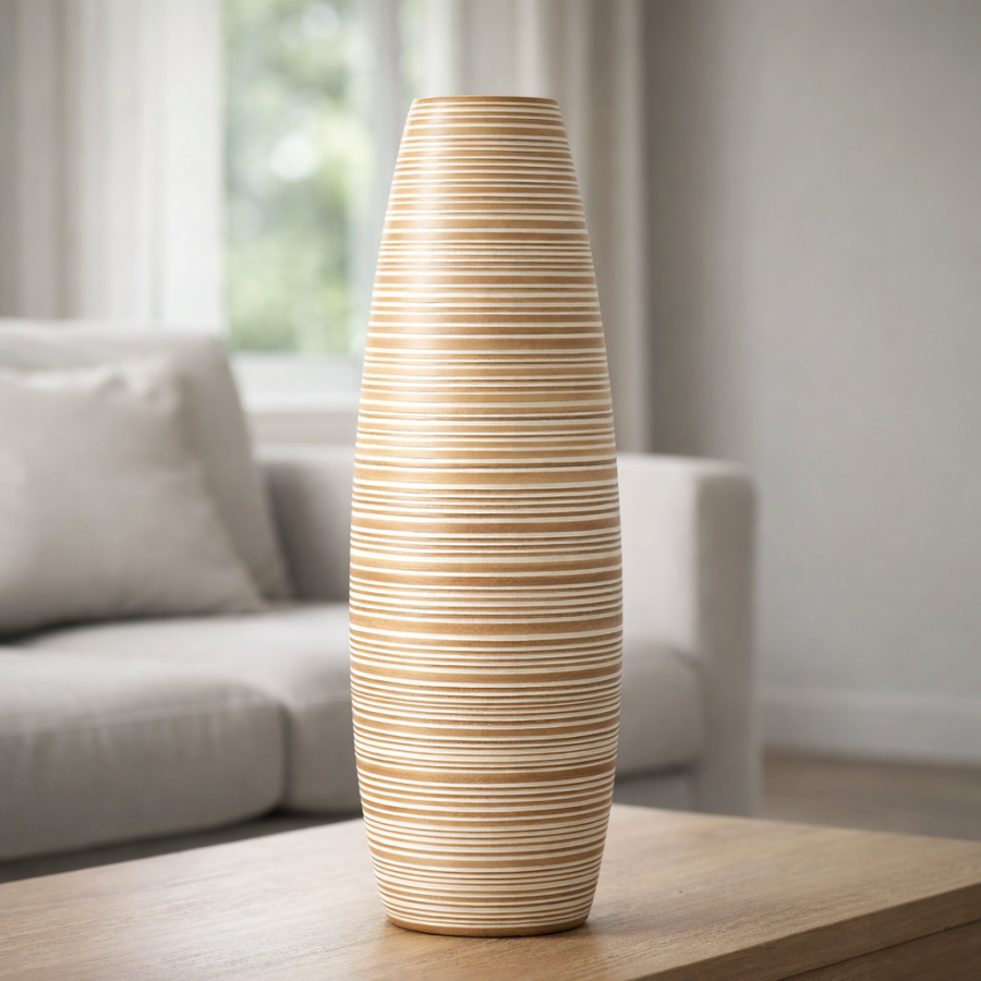 Leewadee Large Floor Vase 20 inches - Tall Polyresin Decor Vase for Pampas Grass, Dried & Fresh Flowers