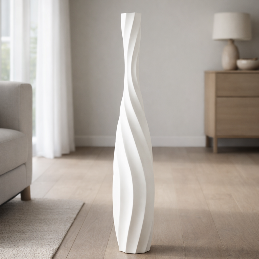 Leewadee Large Floor Vase 34 inches - Tall Polyresin Decor Vase for Pampas Grass, Dried & Fresh Flowers