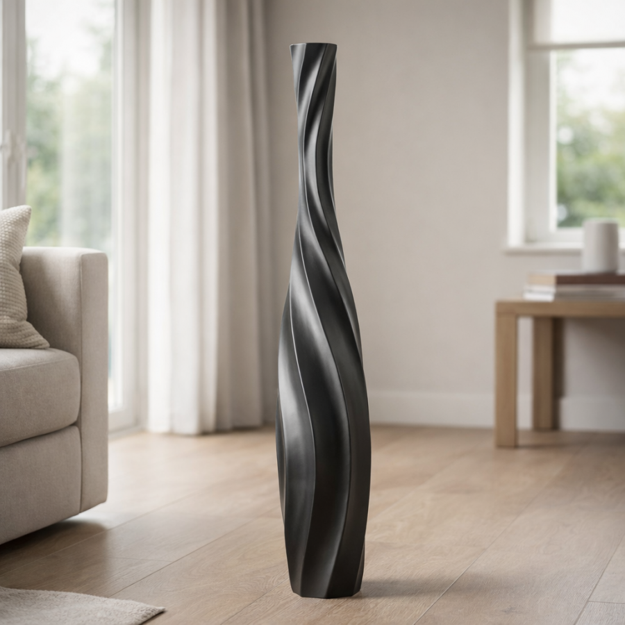 Leewadee Large Floor Vase 34 inches - Tall Polyresin Decor Vase for Pampas Grass, Dried & Fresh Flowers