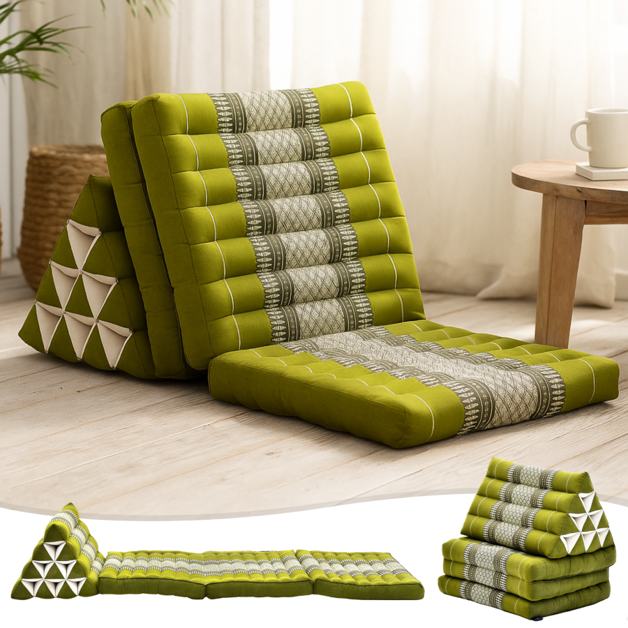 Leewadee Thai Triangle Floor Cushion 67 X 21 inches - Kapok Foldout Floor Seat Backrest Lounge