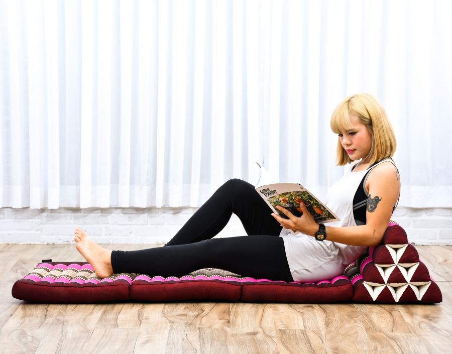 Leewadee Thai Triangle Floor Cushion 67 x 21 inches - Kapok Foldout Floor Seat Backrest Lounge