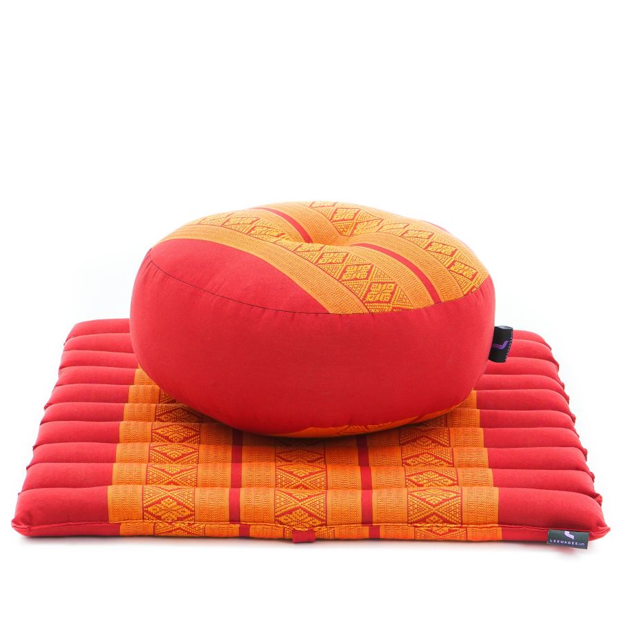 Leewadee Compact Zafu & Zabuton Meditation Set 20 x 20 inches - Small Kapok Cushion Yoga Zen