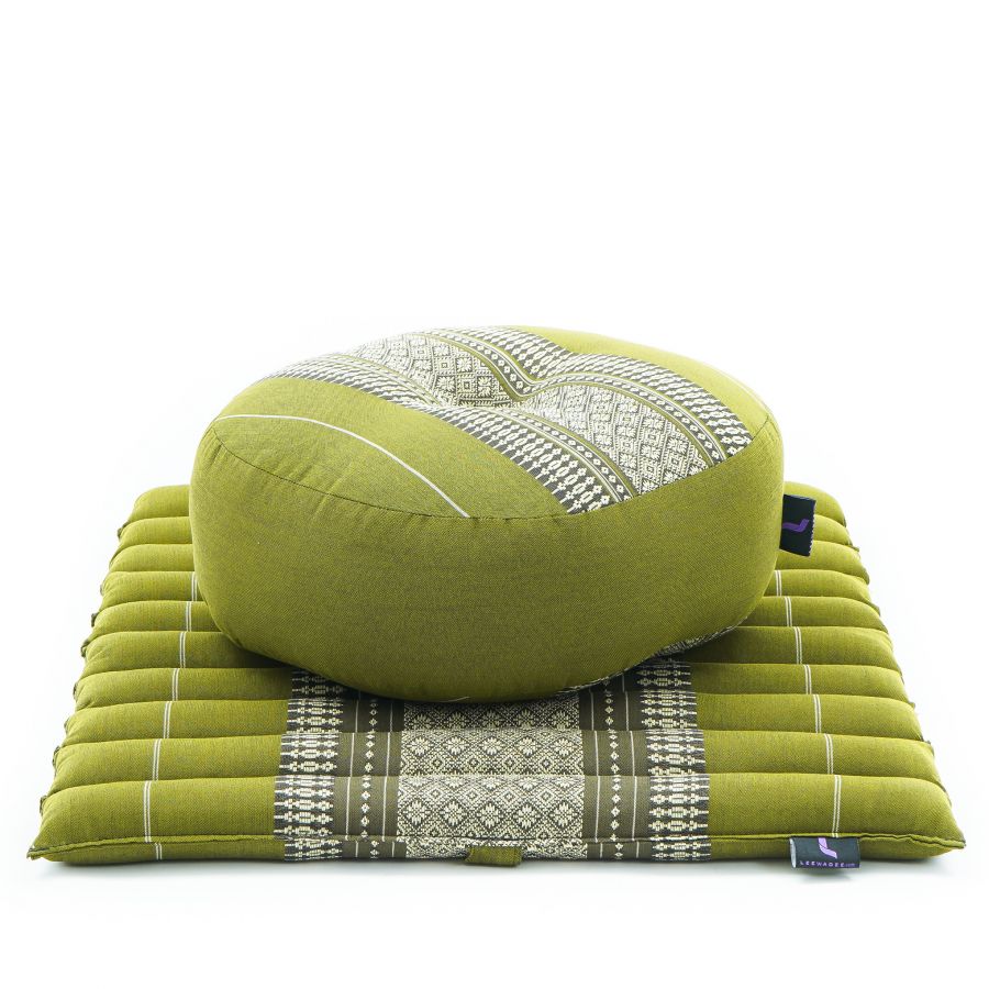 Leewadee Compact Zafu & Zabuton Meditation Set 20 x 20 inches - Small Kapok Cushion Yoga Zen