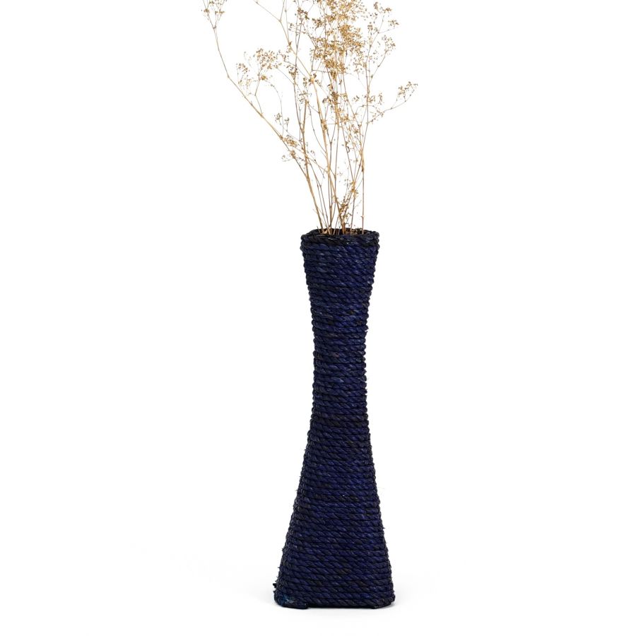 Leewadee Decorative Vase 16 inches - Water Hyacinth Vase in Blue for Sideboard, Table & Floor
