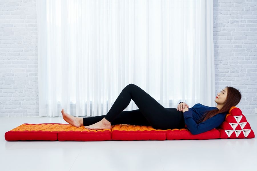 Leewadee Thai Triangle Floor Cushion Large 89 x 20 inches - Kapok Foldout Floor Mat Backrest Lounge