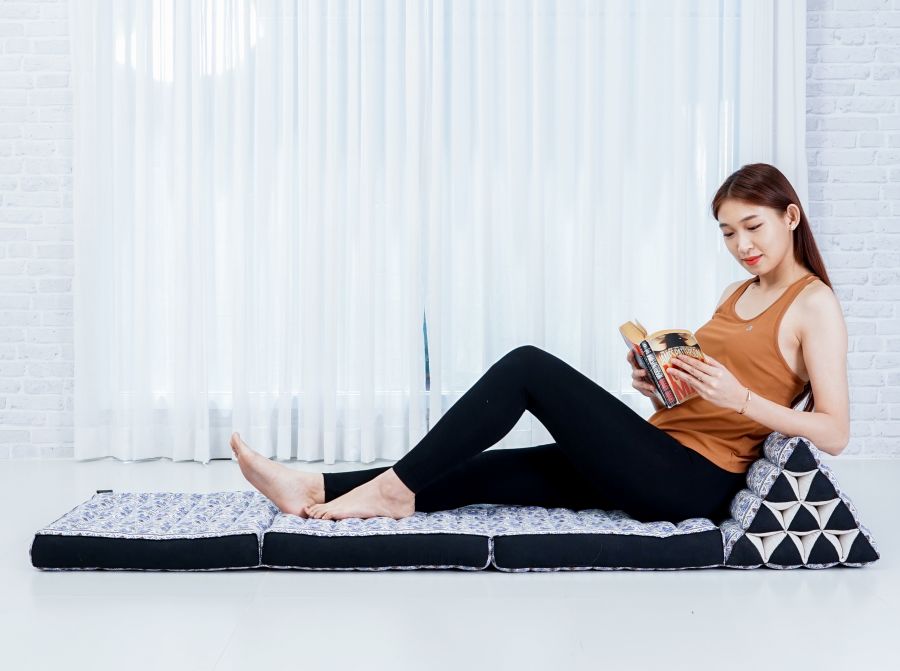 Leewadee Thai Triangle Floor Cushion 67 x 21 inches - Kapok Foldout Floor Seat Backrest Lounge