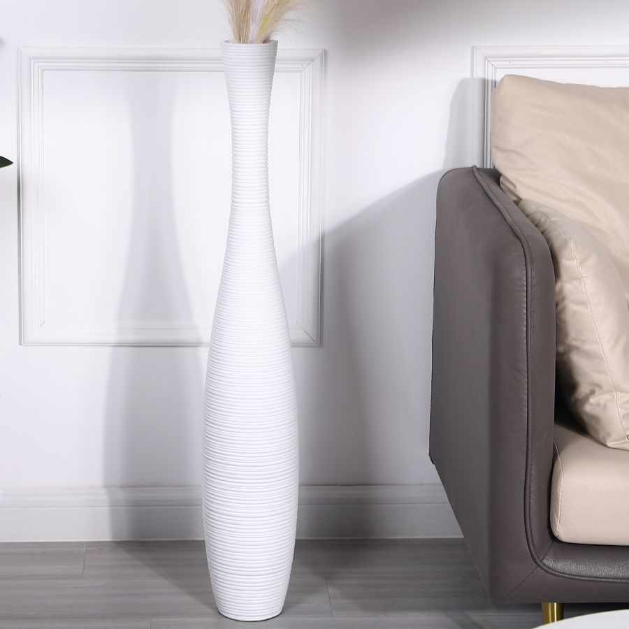 Leewadee Large Floor Vase 34 inches - Tall Polyresin Decor Vase for Pampas Grass, Dried & Fresh Flowers