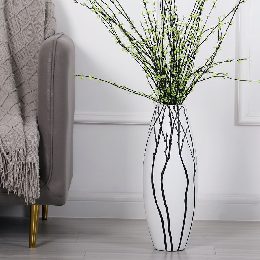 Leewadee Tall Floor Vase 20 inches - Polyresin Decor Vase for Living Room, Pampas Grass & Dried Flowers