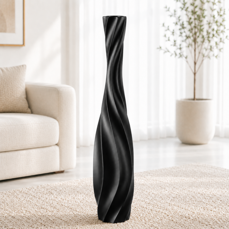 Leewadee Tall Floor Vase 26 inches - Polyresin Decor Vase for Living Room, Pampas Grass & Dried Flowers