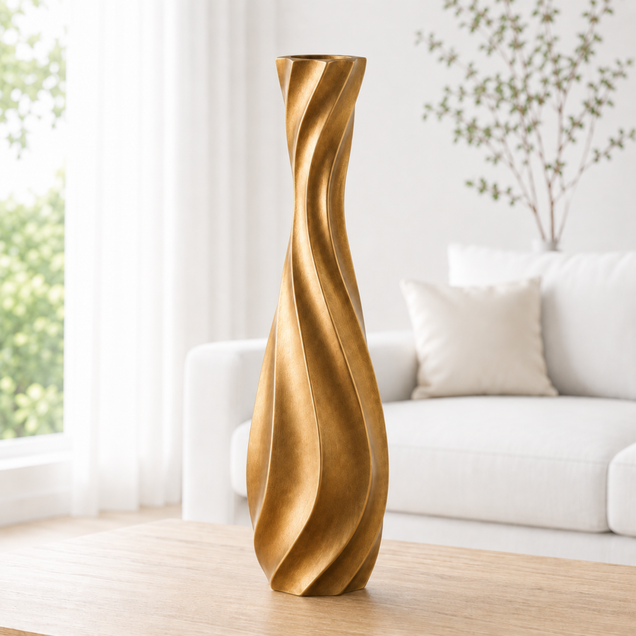 Leewadee Tall Floor Vase 20 inches - Polyresin Decor Vase for Living Room, Pampas Grass & Dried Flowers