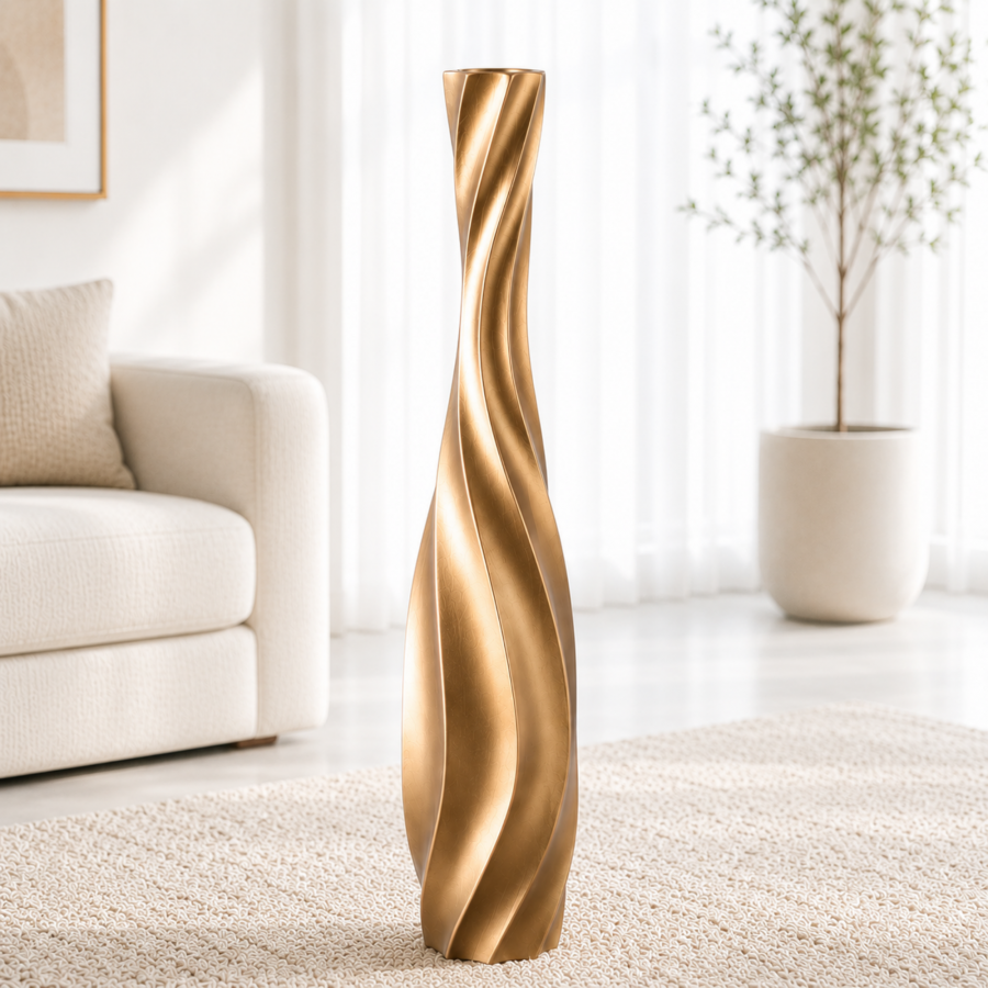 Leewadee Tall Floor Vase 26 inches - Polyresin Decor Vase for Living Room, Pampas Grass & Dried Flowers