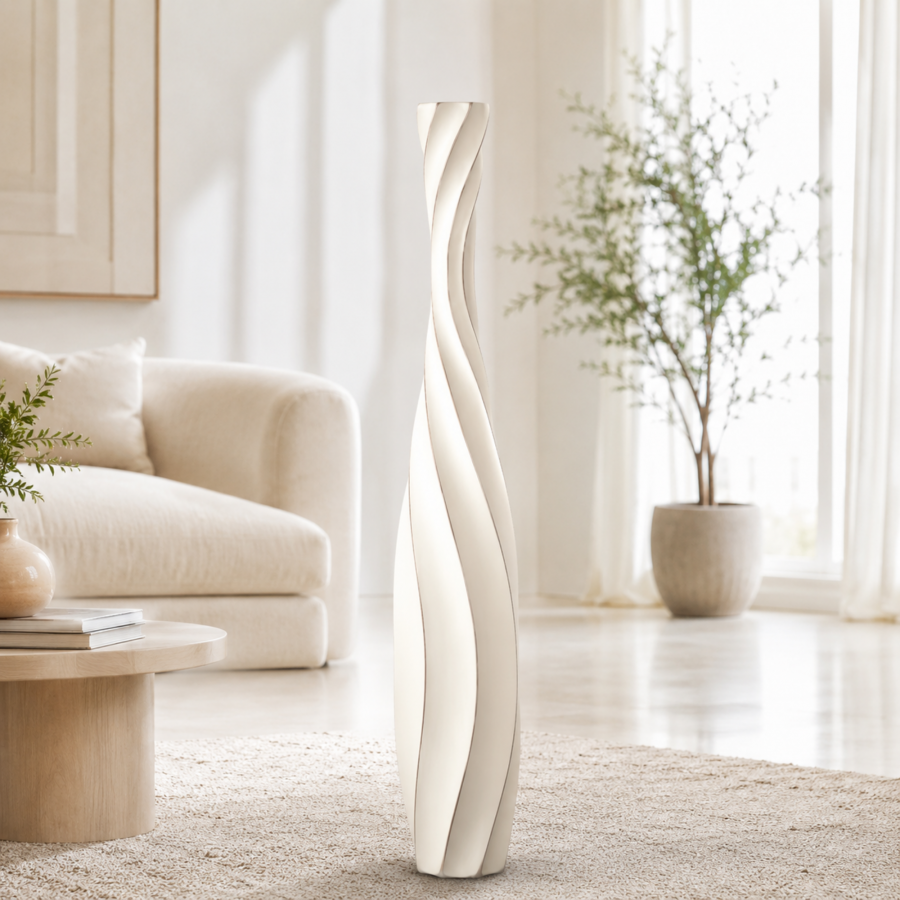 Leewadee Tall Floor Vase 34 inches - Polyresin Decor Vase for Living Room, Pampas Grass & Dried Flowers