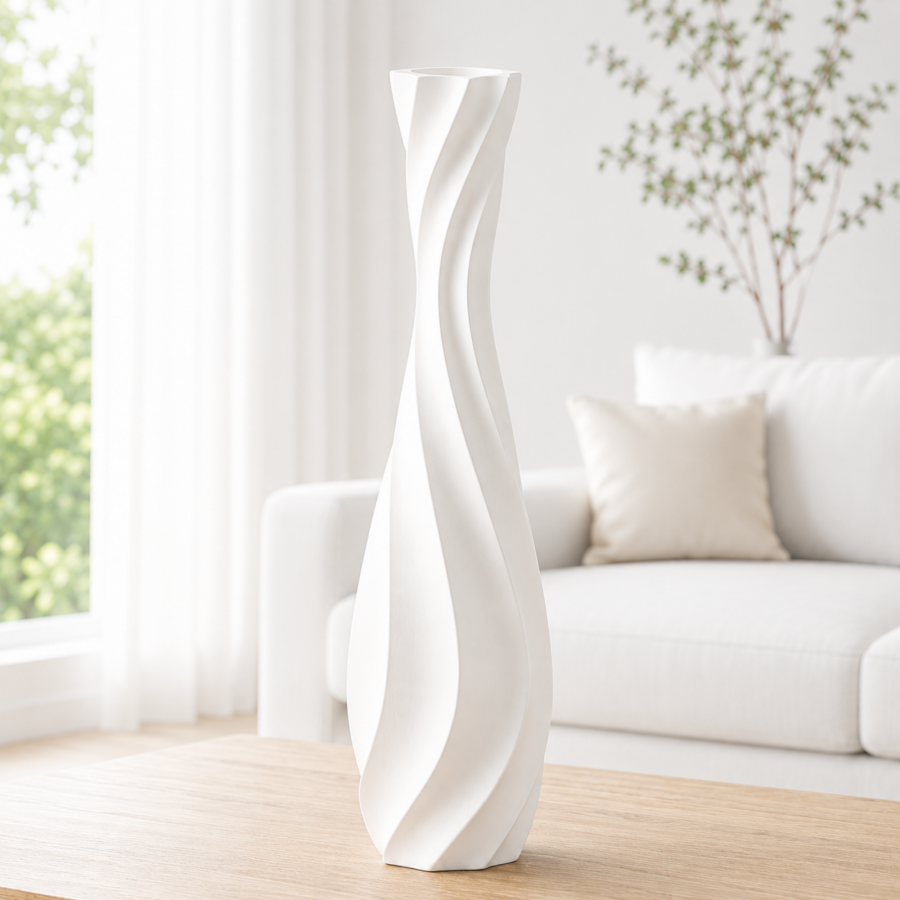 Leewadee Tall Floor Vase 20 inches - Polyresin Decor Vase for Living Room, Pampas Grass & Dried Flowers