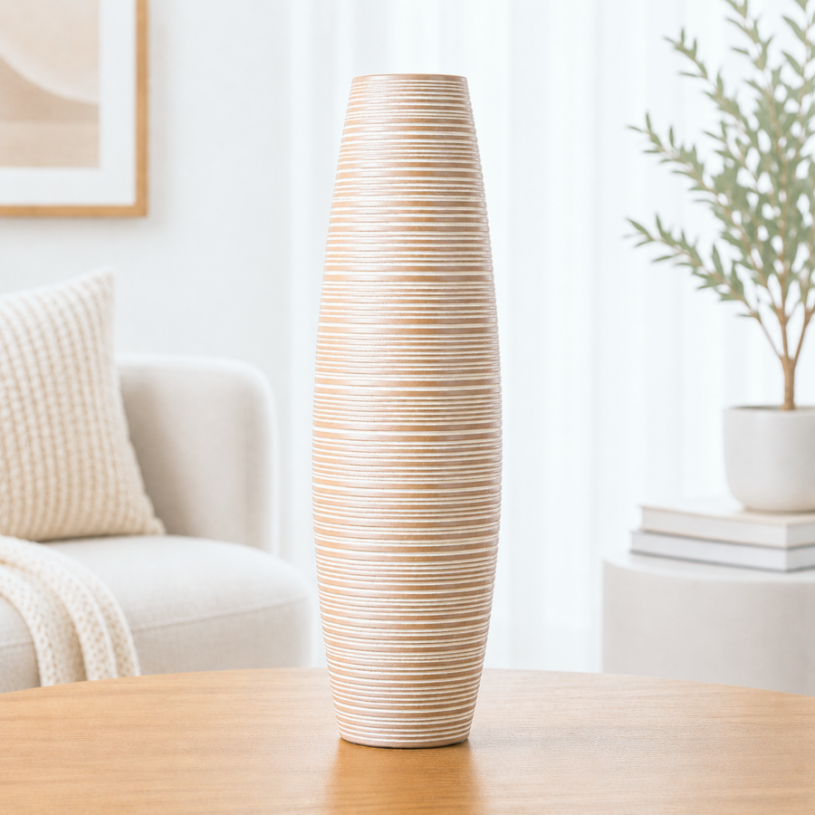 Leewadee Tall Floor Vase 20 inches - Polyresin Decor Vase for Living Room, Pampas Grass & Dried Flowers