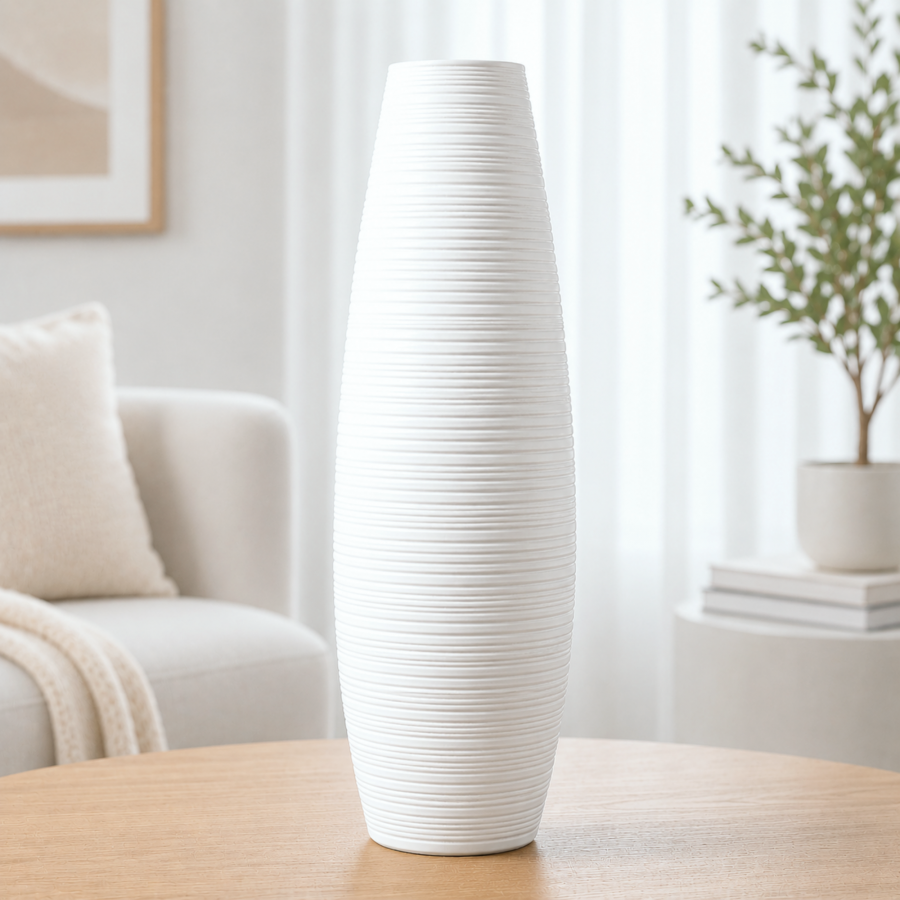 Leewadee Tall Floor Vase 20 inches - Polyresin Decor Vase for Living Room, Pampas Grass & Dried Flowers
