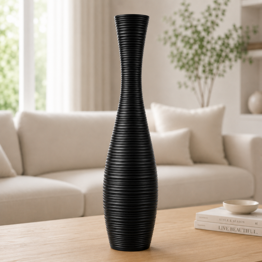 Leewadee Tall Floor Vase 20 inches - Polyresin Decor Vase for Living Room, Pampas Grass & Dried Flowers
