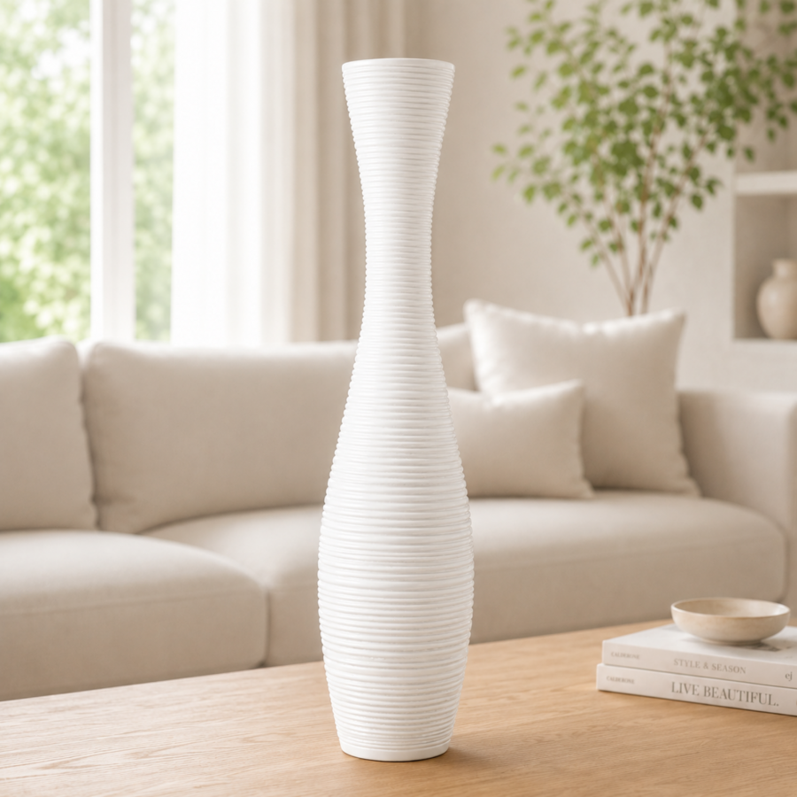 Leewadee Tall Floor Vase 20 inches - Polyresin Decor Vase for Living Room, Pampas Grass & Dried Flowers