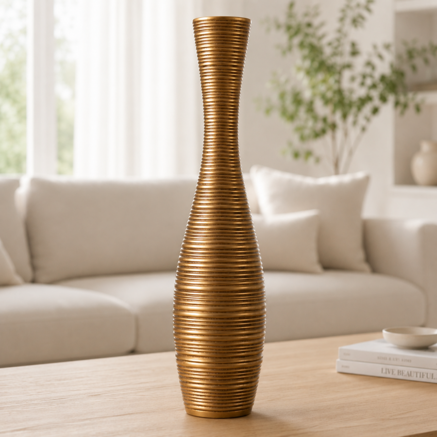 Leewadee Tall Floor Vase 20 inches - Polyresin Decor Vase for Living Room, Pampas Grass & Dried Flowers