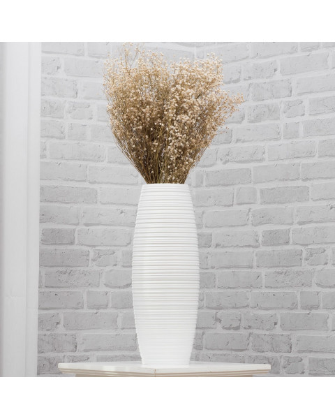 Leewadee Kleine Bodenvase für Dekozweige hohe Standvase Design Holzvase, Holz, 36 cm, Weiß