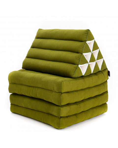Leewadee 4-Fold Mat with Triangle Cushion – Firm TV Pillow, Foldable Mattress with Cushion Made of Eco-Friendly Kapok, 89 x 20 inches, green