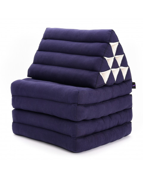 Leewadee 4-Fold Mat with Triangle Cushion – Firm TV Pillow, Foldable Mattress with Cushion Made of Eco-Friendly Kapok, 89 x 20 inches, blue