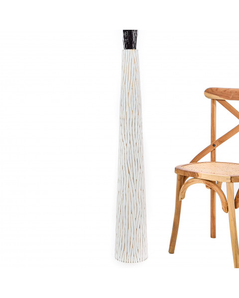 Leewadee Grande Vaso Da Terra: Alto Vaso Stile Boho In Legno Di Mango Per Rami Di Pampa, 110 cm, Bianco