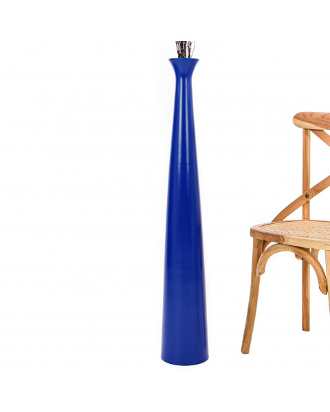 Leewadee Große Deko Bodenvase Für Dekozweige, Hohe Standvase Für Pampasgras, Design Holzvase, 110 cm, Blau