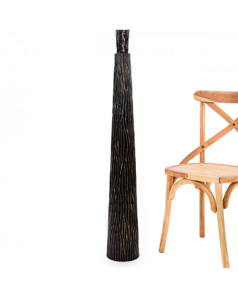 Leewadee Grand Vase A Poser Au Sol Pour Branches Décoratives De Pampa, Vase En Bois De Manguier, 110 cm, Noir