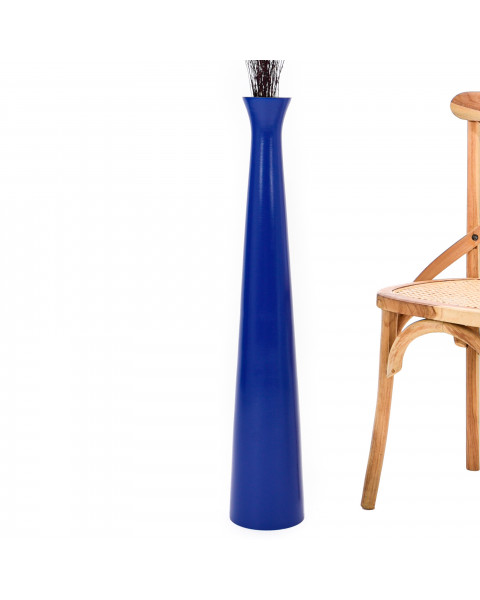 Leewadee Grande Vaso Da Terra: Alto Vaso Stile Boho In Legno Di Mango Per Rami Di Pampa, 90 cm, Blu