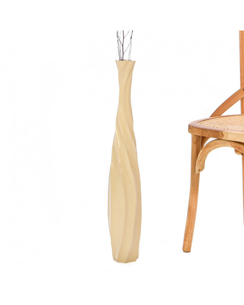 Leewadee Grande Vaso Da Terra: Alto Vaso Stile Boho In Legno Di Mango Per Rami Di Pampa, 70 cm, Crema