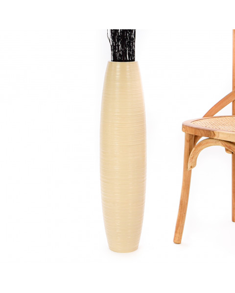 Leewadee Jarrón Grande De Suelo – Jarrón Alto De Madera De Mango Para Ramas Decorativas, 70 cm, Crema
