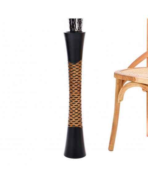 Leewadee Grande Vaso Da Terra: Alto Vaso Stile Boho In Legno Di Mango Per Rami Di Pampa, 70 cm, Nero