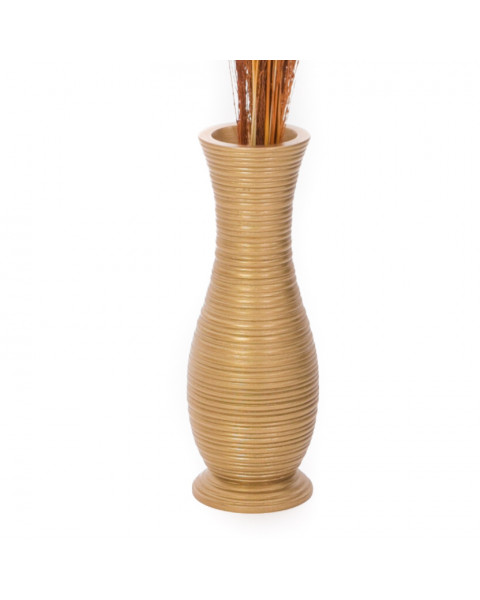 Leewadee piccolo vaso da terra: vaso basso, elemento decorativo fatto a mano in legno di mango, vaso per rami decorativi, 36 cm, Oro