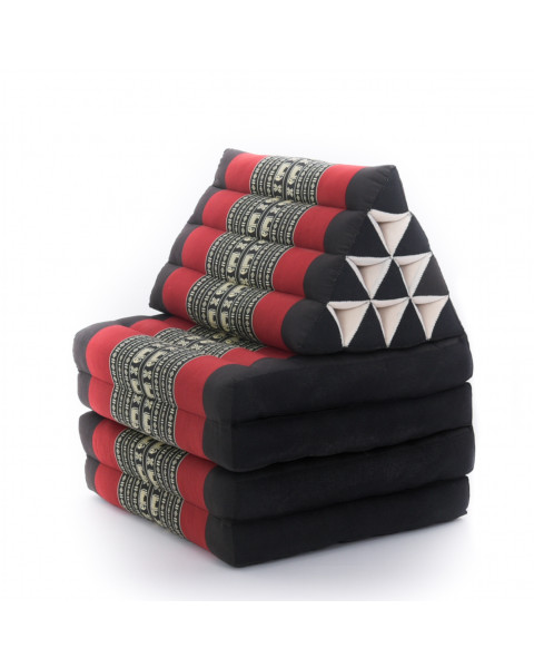Leewadee 4-Fold Mat with Triangle Cushion – Firm TV Pillow, Foldable Mattress with Cushion Made of Eco-Friendly Kapok, 89 x 20 inches, black red