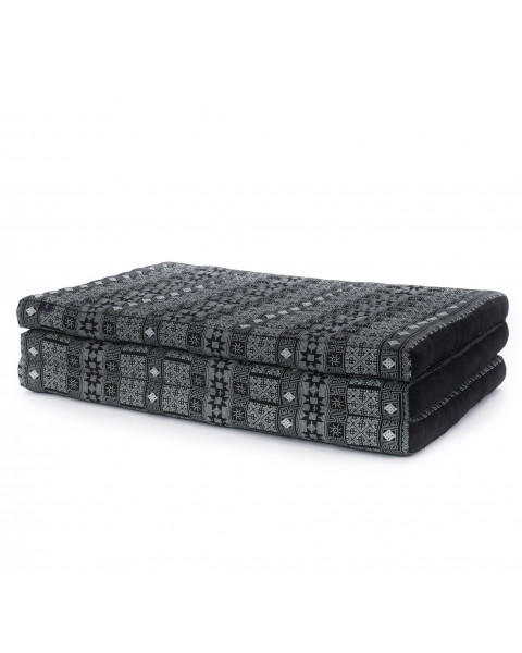Leewadee futón plegable XL – Colchoneta grande para doblar de kapok, colchón para invitados, futón hecho a mano, 200 x 100 cm, Negro