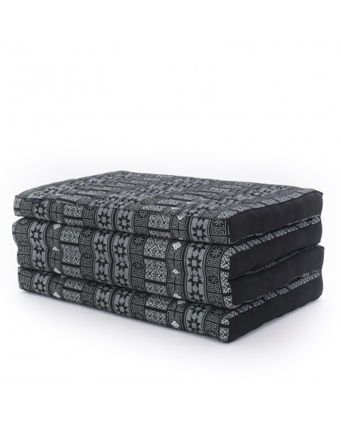 Leewadee materassino pieghevole, standard: tappeto medio pieghevole in kapok fatto a mano, materasso per il pavimento, 200 x 70 cm, Nero
