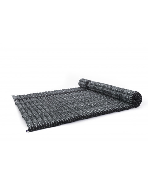 Leewadee Matelas De Sol Pliable, Futon Japonais Enroulable, Lit D'Appoint 2 Personnes, Chauffeuse 2 Places, Tapis Méditation En Kapok, 190 x 145 cm, Noir