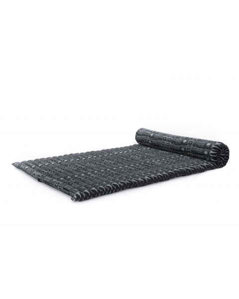 Leewadee Matelas De Sol Pliable, Futon Japonais Enroulable, Lit D'Appoint 1 Personne, Chauffeuse 1 Place, Tapis Méditation En Kapok, 190 x 100 cm, Noir