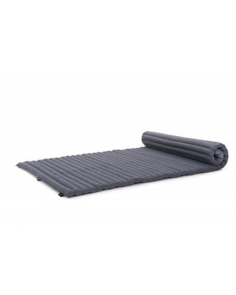 Leewadee - Foldable Floor Mattress - Japanese Roll Up Futon -Trifold Tatami Mat- Guest Floor Bed - Camping Mattress - Thai Massage Mat, Kapok Filled, 190 x 100 cm, Anthracite