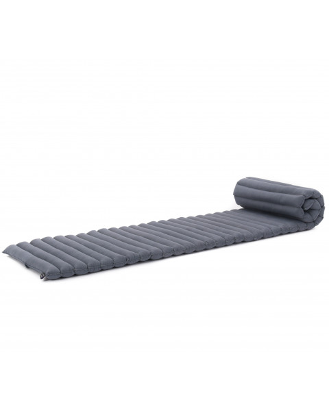 Leewadee Matelas De Sol Pliable, Futon Japonais Enroulable, Lit D'Appoint, Chauffeuse, Tapis De Yoga Ou Méditation En Kapok, 190 x 50 cm, Anthracite