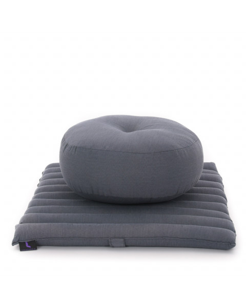 Leewadee Meditation Cushion Set – 1 Small Zafu Yoga Pillow and 1 Small Roll-Up Zabuton Mat Filled with Eco-Friendly Kapok, anthracite