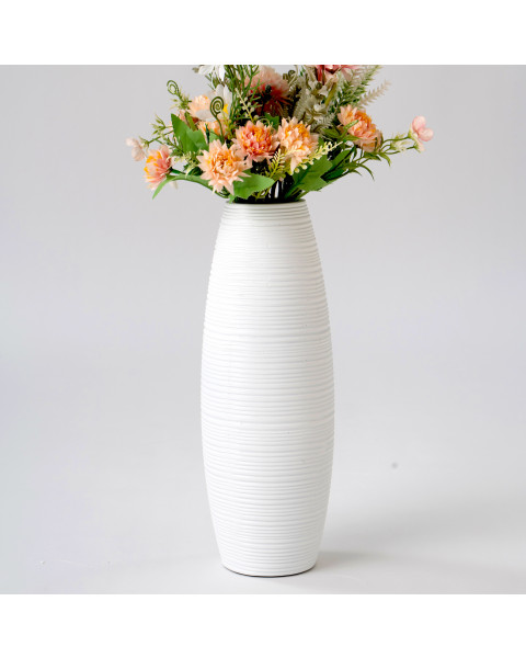 Leewadee Jarrón Blanco Pequeño - Florero Decorativos Modernos Para Flores O Pampas, 34 cm, Resina