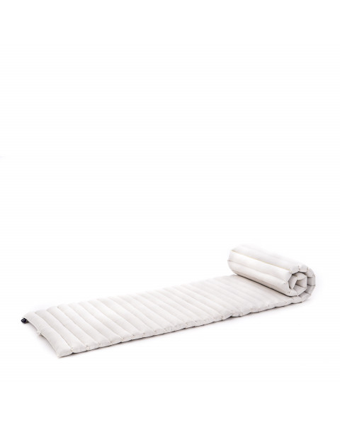 Leewadee Matelas De Sol Pliable, Futon Japonais Enroulable, Lit D'Appoint, Chauffeuse, Tapis De Yoga Ou Méditation En Kapok, 190 x 50 cm, écru